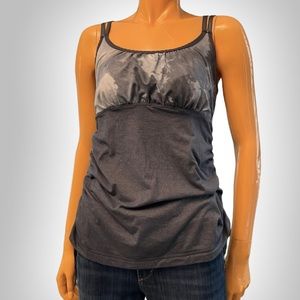 LULULEMON Hot n Sweaty Scoop Neck Tie Dye Look Tank with Side Drawstrings